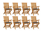 Garden chairs with cushions, anthracite, 8 pcs, solid teak, 2 GADQ47164