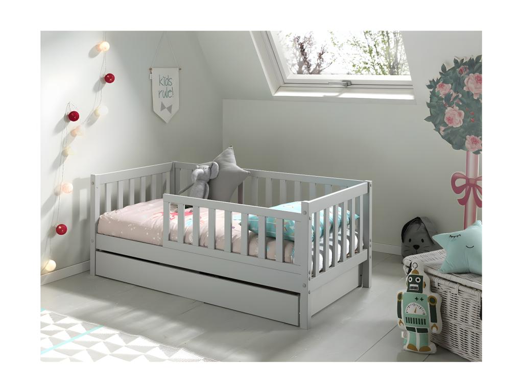 Zensova - Zensova Bed 70x140cm Grey Vertical Rails Drawer DNCB45696