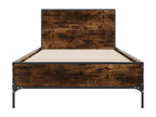 Smoked oak bed frame 75x190 cm engineered wood and metal MXBS13877