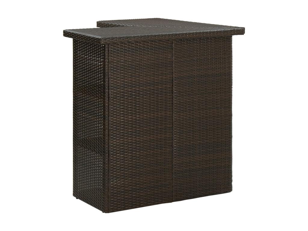 4-piece garden bar set and cushions, brown woven resin, ANEB25111