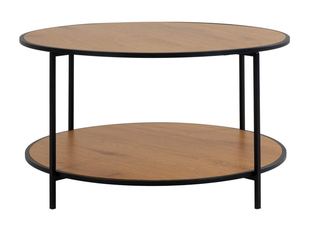 Lumenao - Round coffee table in wood and metal 80cm - Light wood NZEE04551