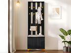 Wardrobe for living room - with hooks and shoe bench - Black ALCM08449