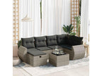 7-piece garden furniture set with cushions, grey woven resin VAPP21750