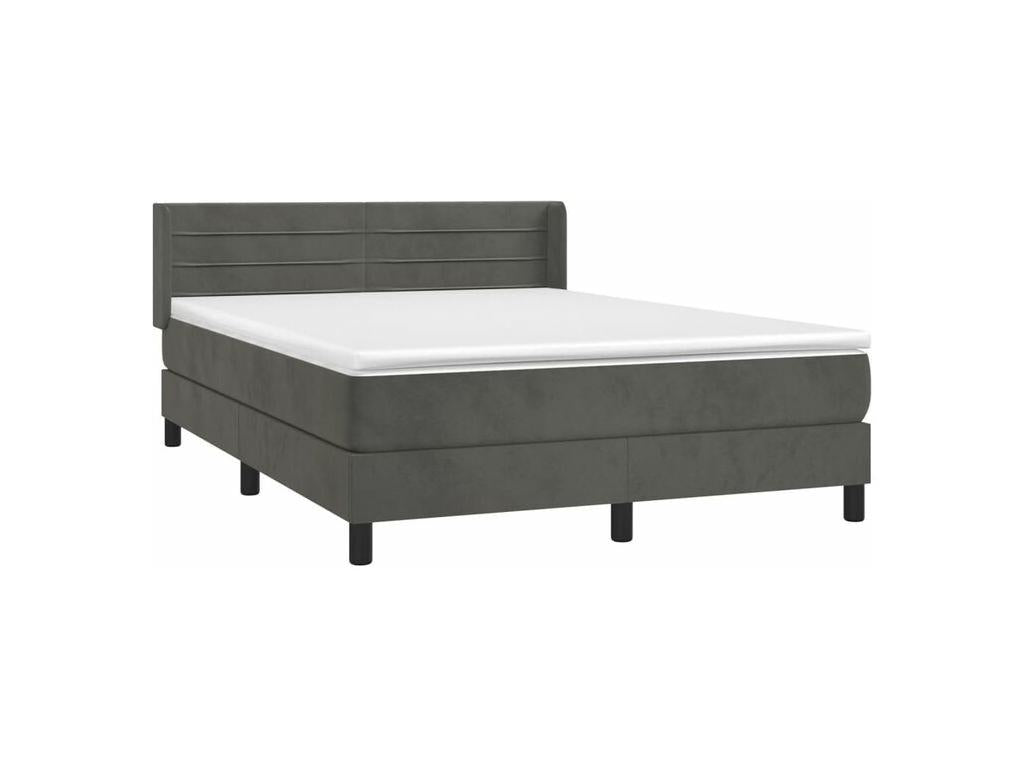 Zensova bed and mattress, dark grey, 140x190 cm, velvet, JYOF86918