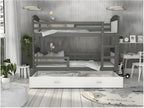 Zensova Bunk Bed 90x190 Grey - White Delivered with slatted bed bases, drawer and 7cm foam mattress DJSI01284