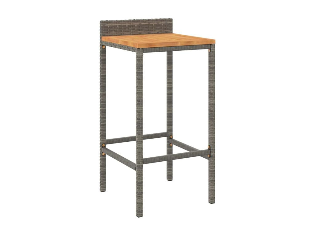 Zensova PZGS78004 7-Piece Grey Poly Rattan/Solid Wood Garden Bar Set