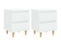 Bedside tables with pine legs, 2 pcs, glossy white, 40x35x50 cm, PRYQ02685