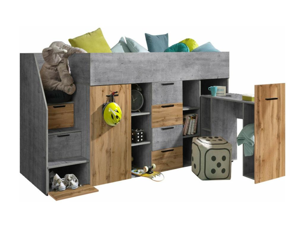Zensova 364 High Bed Single Gray 90x200 Zensova Laminate ¨¤ Zensova 180x249x123cm VEGS85781