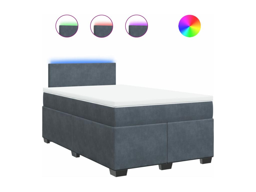 Bed base and mattress, Dark Grey, 120x200cm, Velvet, LNQN02224