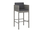 3-piece garden bar set and cushions, Grey woven resin DSHO37843