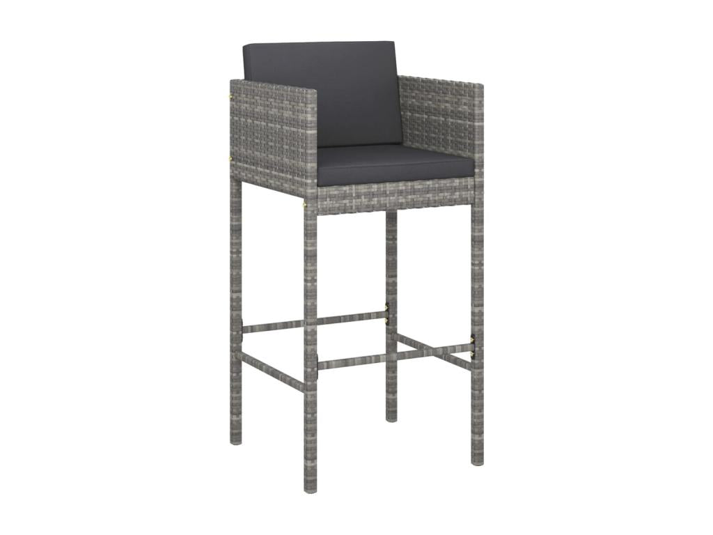 3-piece garden bar set and cushions, Grey woven resin DSHO37843