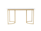 Dining table 140x80 cm with adjustable legs - metal frame - marble-effect veneer - White / Gold EQUP02267