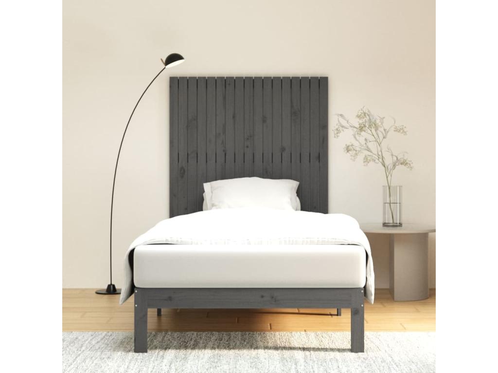 Wall-mounted headboard, grey, 108x3x110 cm, solid pine wood, QJWX52244