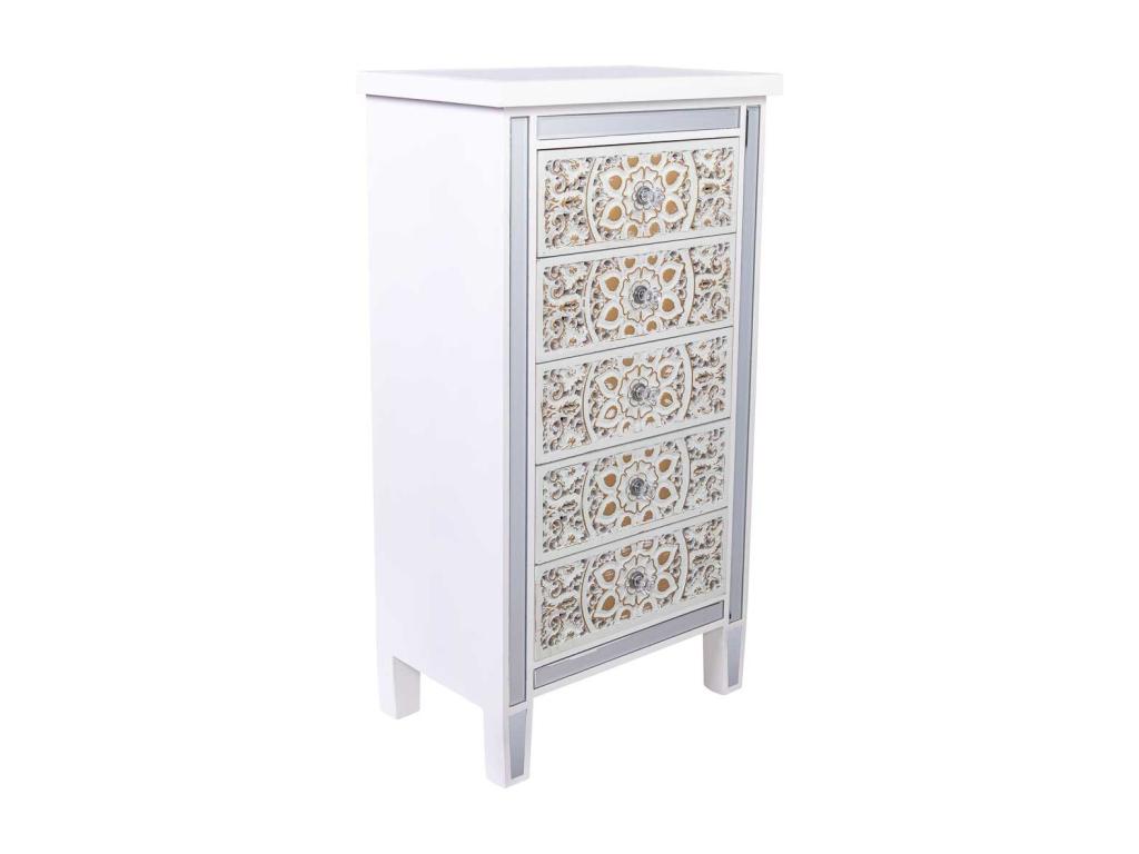 Wooden and glass chest of drawers with 5 drawers 48x30x89 PDPI14803