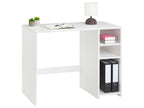Desk with storage unit with 2 height-adjustable shelves in solid pine with white stain finish MTVK19814