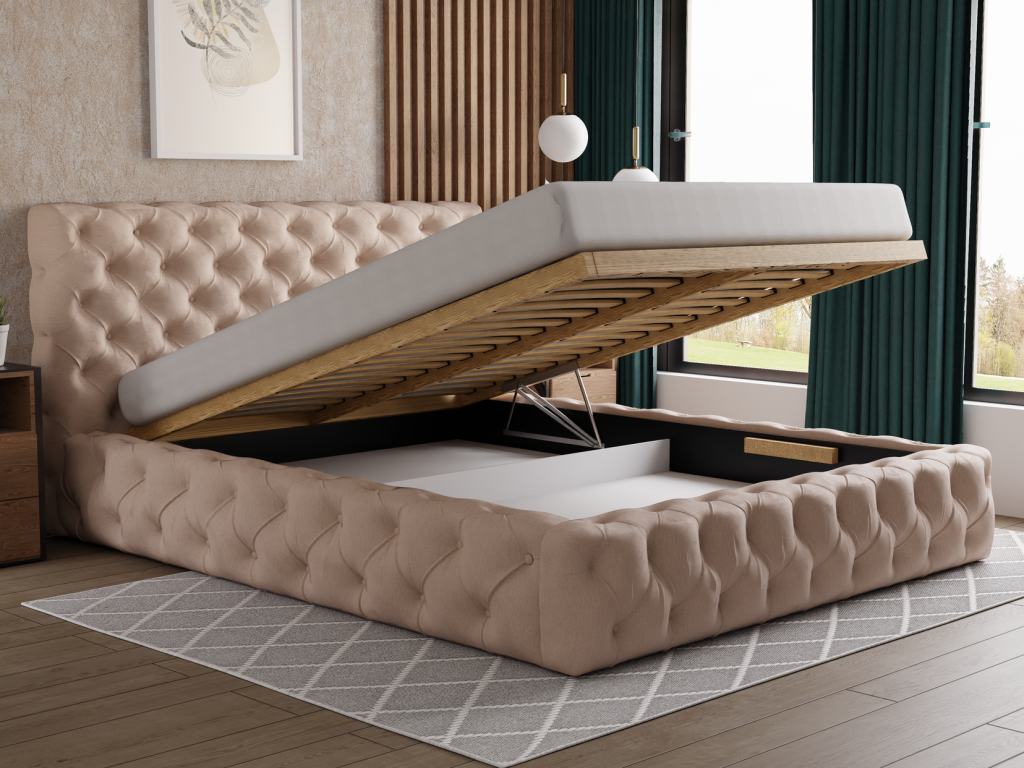 Lumenao Storage Bed 180x200 Lumenao - Double Bed 180x200 cm upholstered bed in black velvet fabric Lumenao 7 HHQV30020
