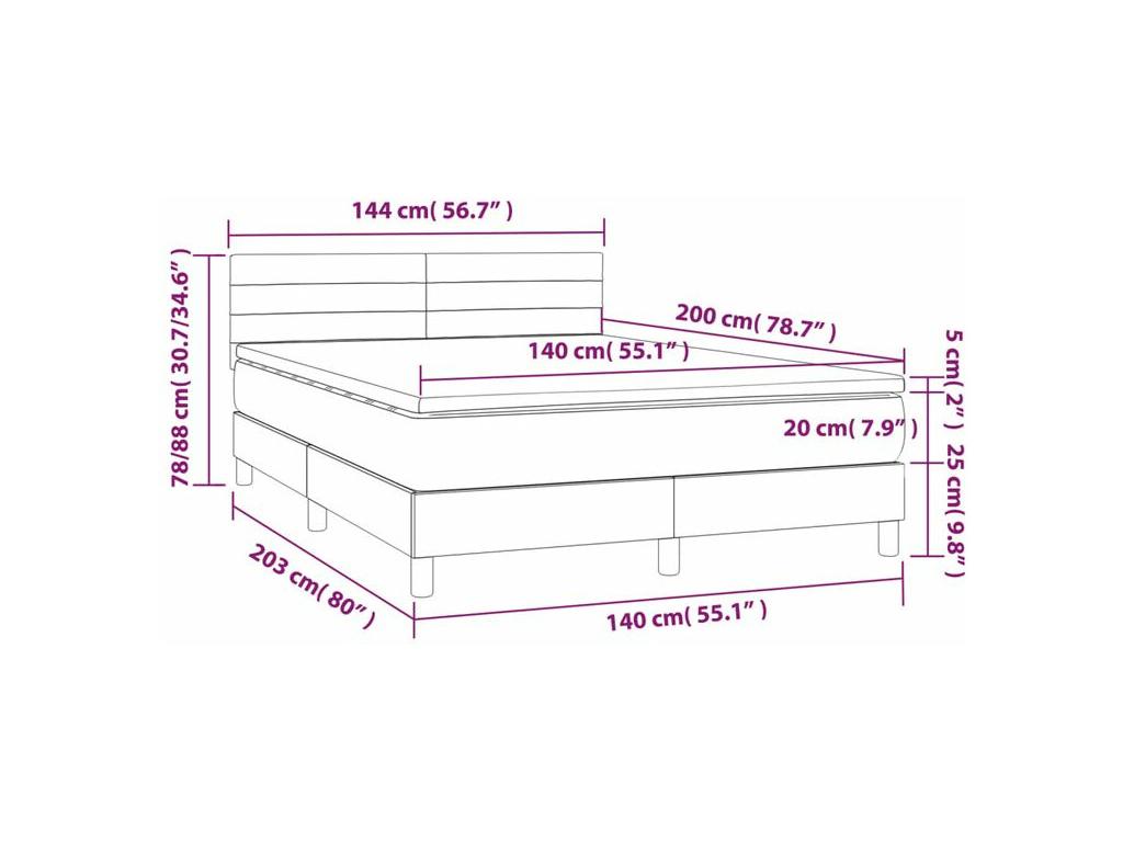 Bed base with LED mattress, dark blue, 140x200 GWAZ09447