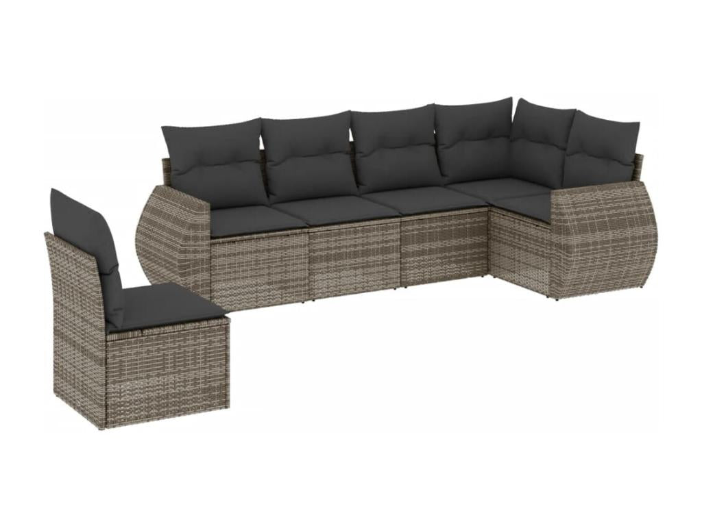 6-piece garden furniture set with grey resin wicker cushions ZTWN69128