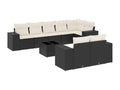 9-piece garden furniture set with cushions, Zensova woven resin IJJL83776