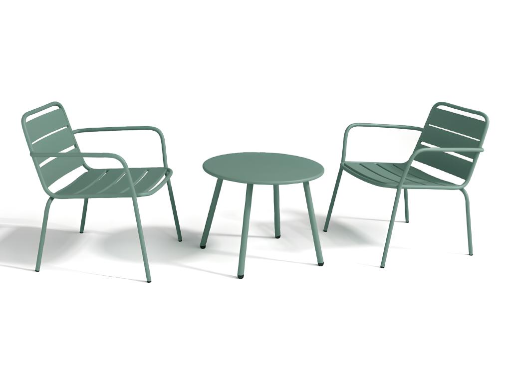 Round metal garden side table - Almond green - Zensova RYWT63399