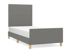 Bed frame with headboard, dark grey, 90x190 cm, fabric, UHDL56626