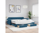 Daybed with pull-out bed and drawers, blue, 100x200 cm, velvet, QVMS27067