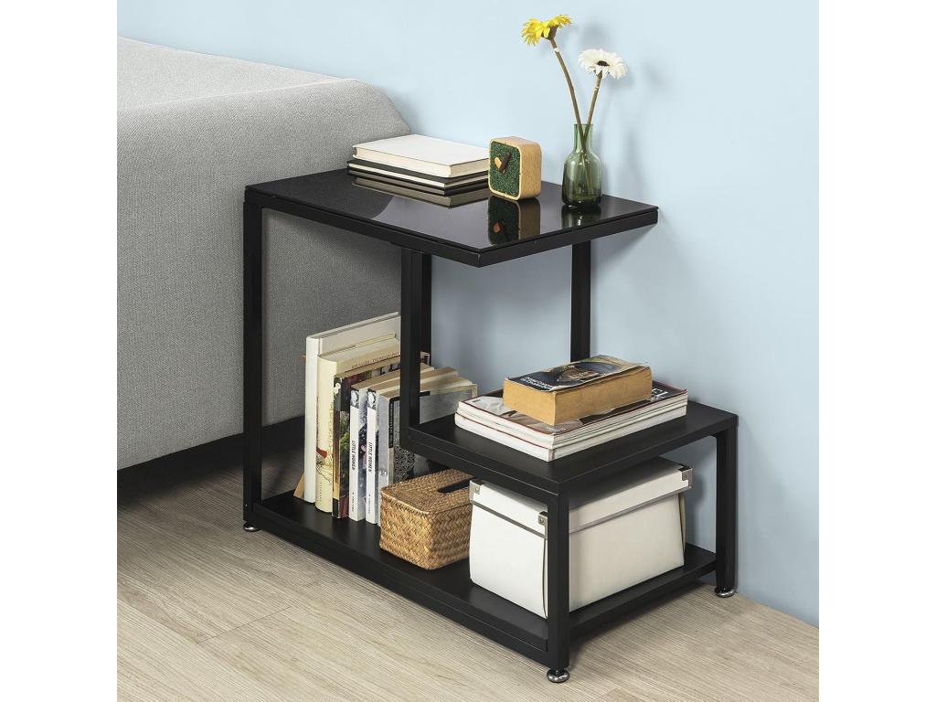 End Table/Side Table/Coffee Table with 3 Storage Shelves - Zensova Fbt65-sch ZXSN48690