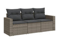 3-piece garden furniture set with cushions, grey woven resin GDJJ45023