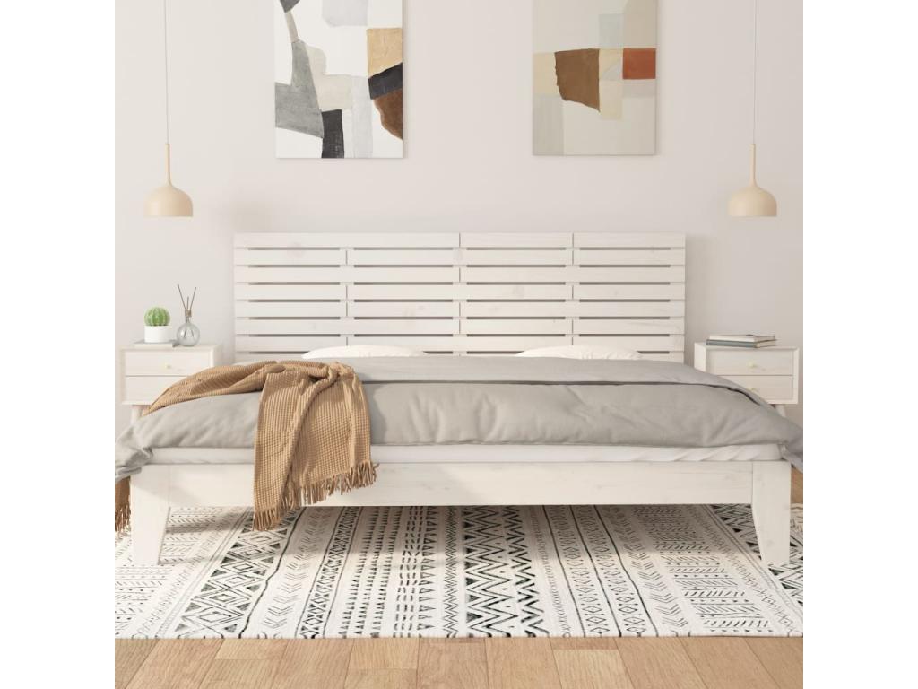 White wall-mounted headboard, 166x3x63 cm, solid pine wood, LCGR68620