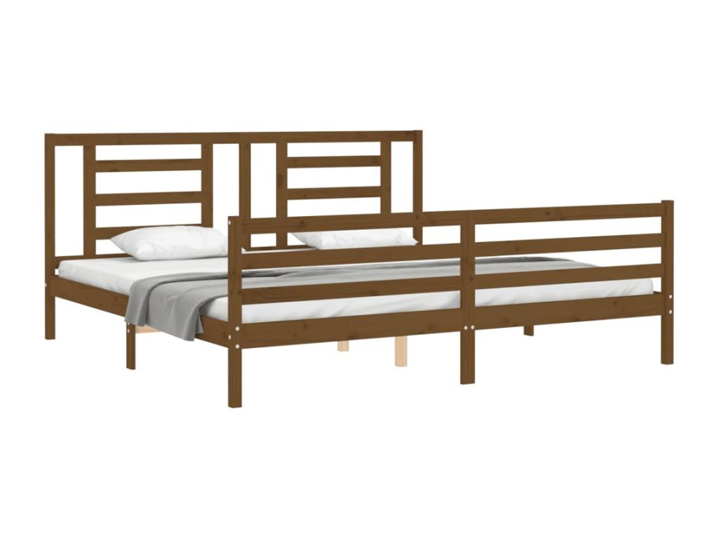 Bed frame with headboard, honey brown, 200x200 cm, solid wood XFIB84849