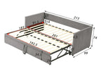 Velvet trundle bed with slatted base - 90/180x200cm - Light Grey BEGS20285