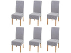 Set of 6 dining chairs/kitchen chairs, fabric/textile - light grey, light legs AEZU54147