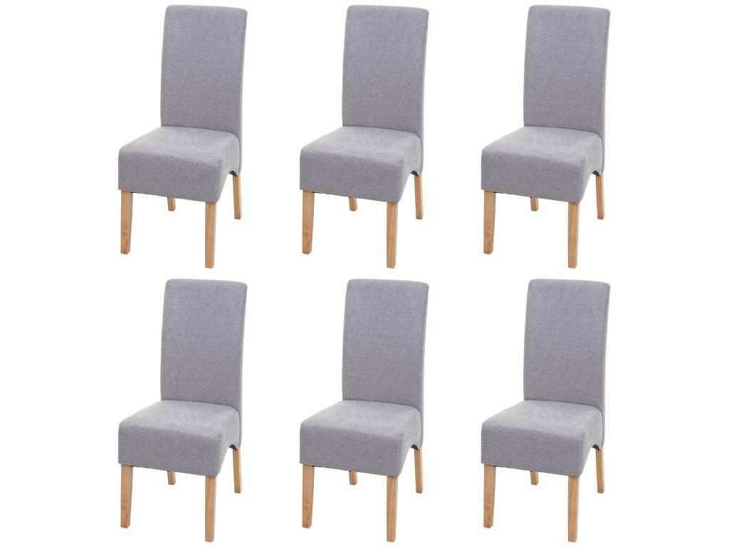 Set of 6 dining chairs/kitchen chairs, fabric/textile - light grey, light legs AEZU54147
