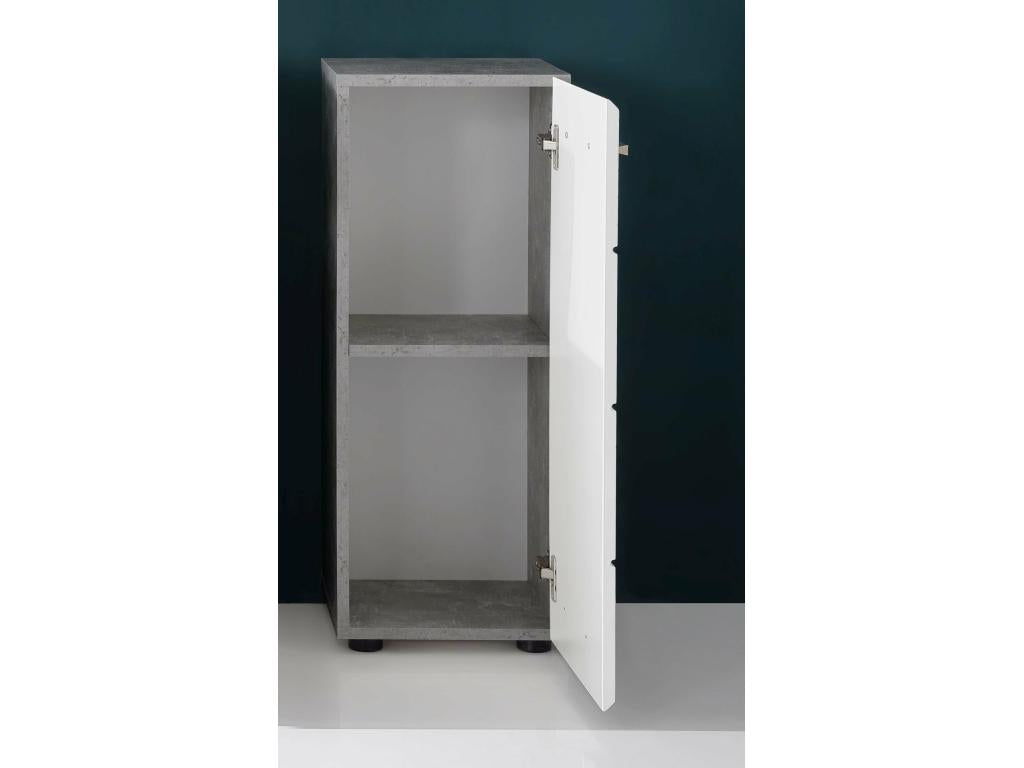 Bathroom cabinet - Low bathroom cabinet in glossy white and grey melamine - WHD 32-82-28cm DFOS36786