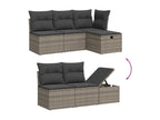 Garden furniture set with cushions, 7 pieces, grey woven resin UAIT00897
