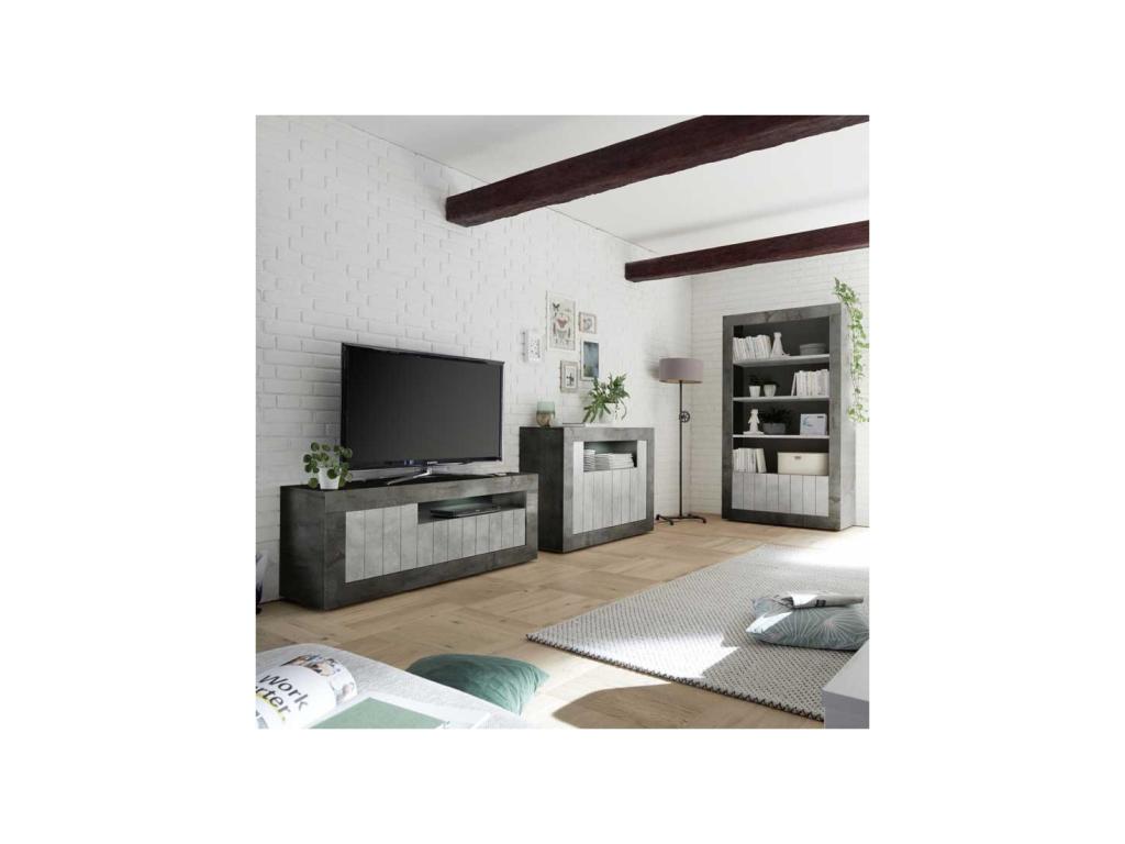 4-shelf bookcase, dark/light waxed concrete - n 2 MWOQ69294