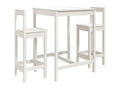 MNON72525 3-Piece White Solid Pine Wood Garden Bar Set