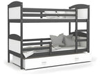 Zensova Bunk Bed 90x190 Grey - White Delivered with slatted bed bases, drawer and 7cm foam mattress DJSI01284