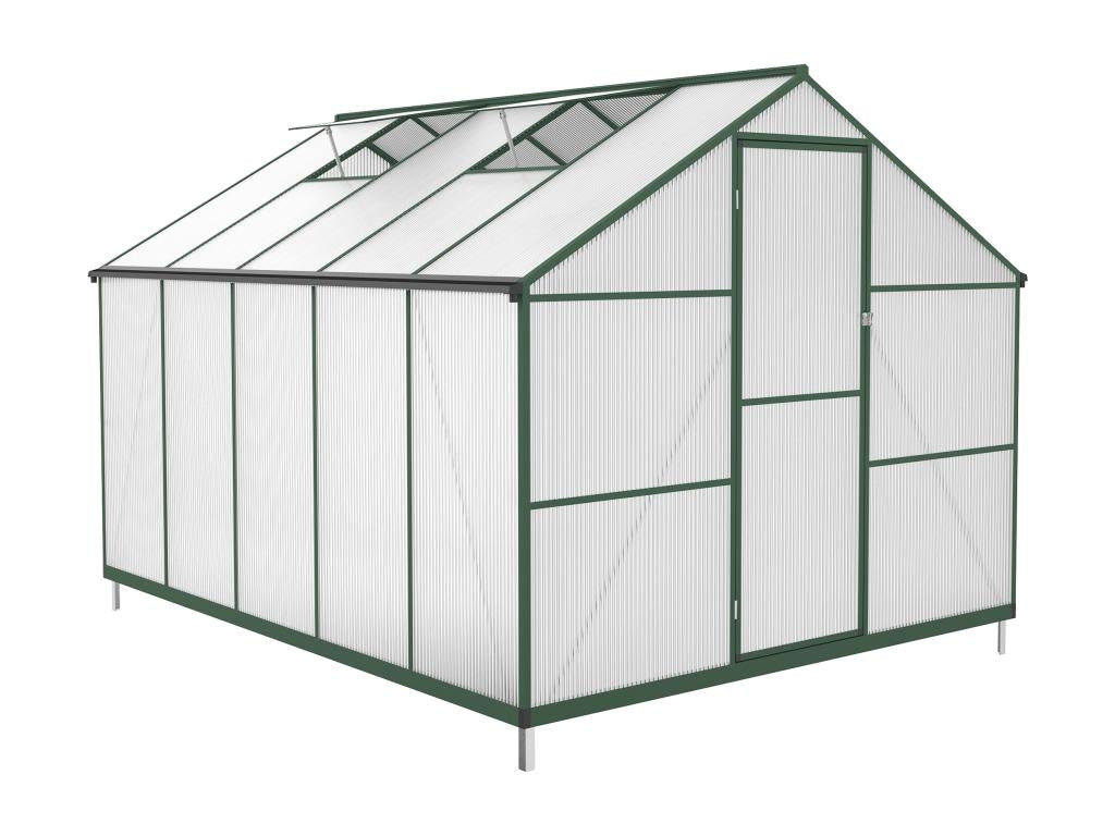 Polycarbonate and aluminum garden greenhouse - 7.48 m2 - Green - Zensova BDWY75492