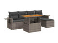 6-piece garden furniture set with grey resin wicker cushions KSMC05506