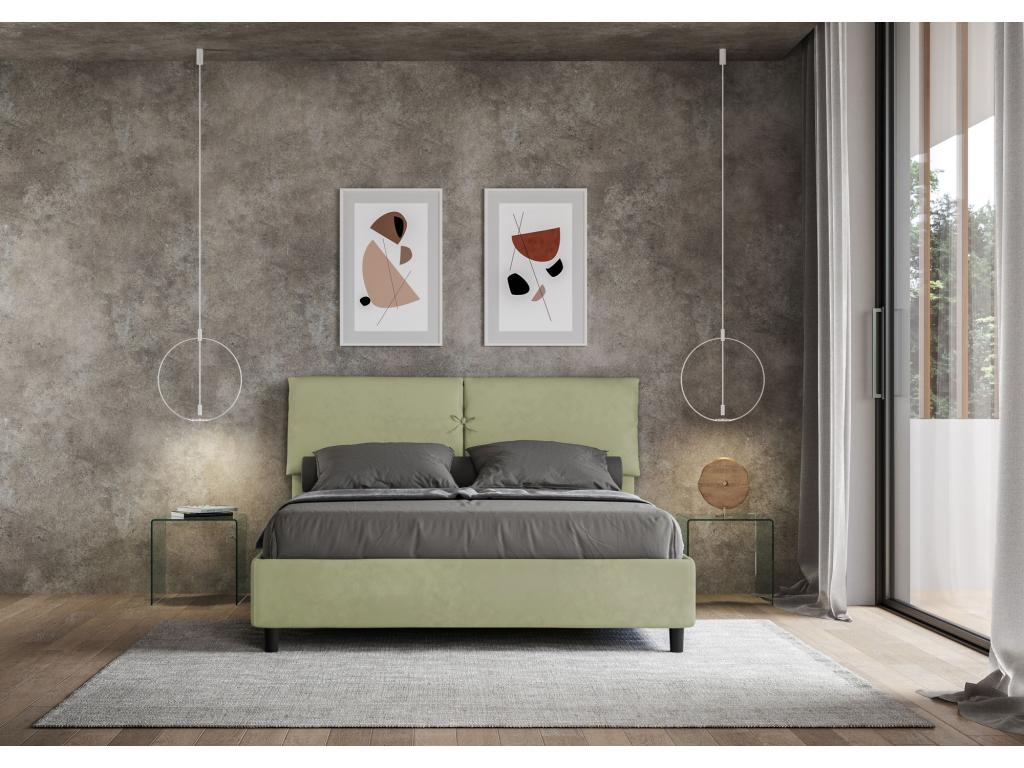 Elariva LJGF08232 Upholstered Storage Bed 160x210 cm, Green Microfiber, LJGF08232