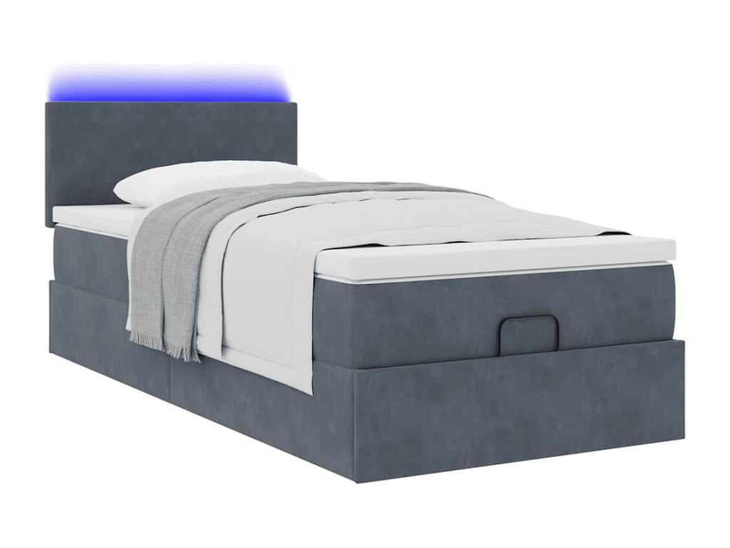 Dark grey bed frame and mattress 90x200 cm velvet LJQV99297