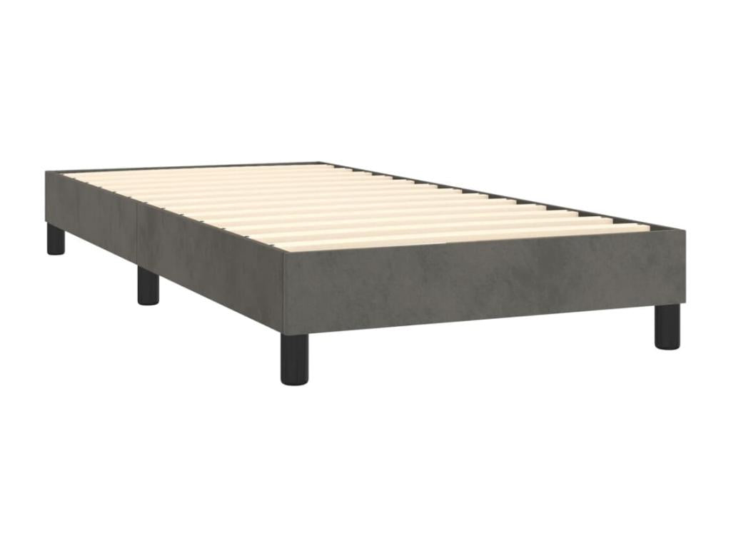 Zensova upholstered bed and mattress, dark grey, 80x200 cm, velvet, WBQY45403