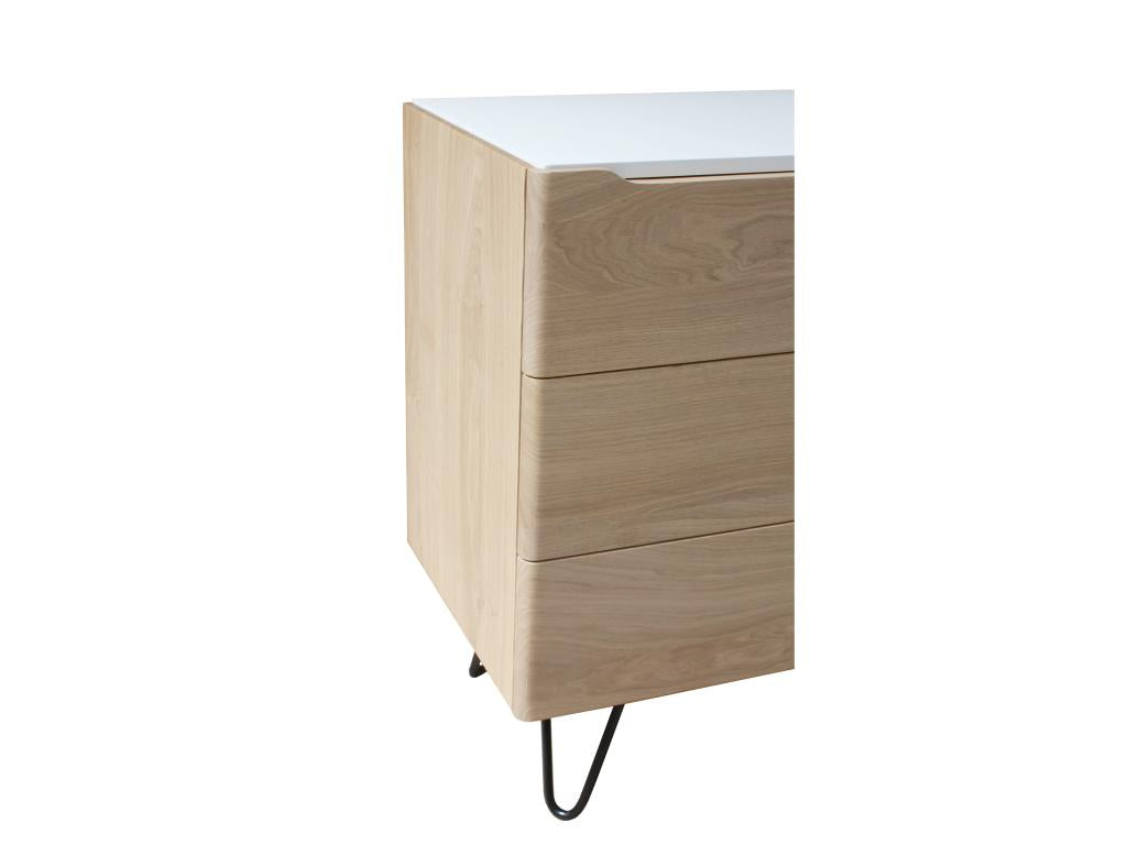 Chest of drawers in bleached and white lacquered oak with 3 drawers - 100W x 46D QOSM52168