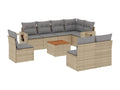 Zensova 9-piece garden furniture set with cushions, beige woven resin, JWKF22243