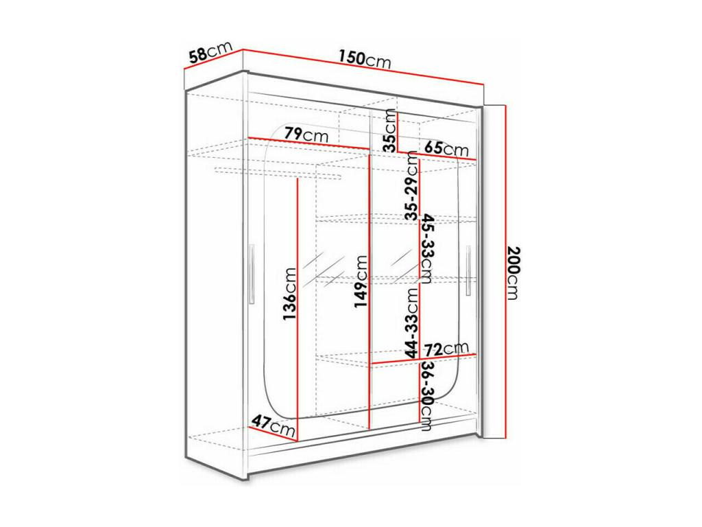 Wardrobe 135 Truffle Oak 200x150x58cm Sliding Wardrobe Doors BZXS33127