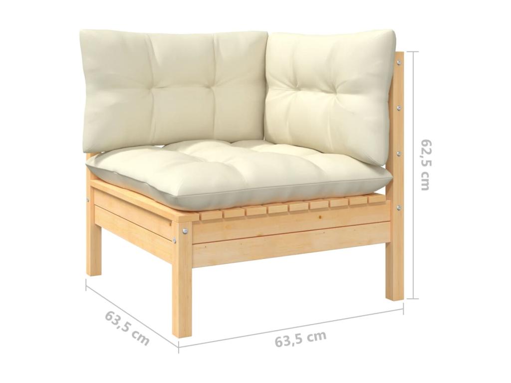 13-piece garden furniture set with cream cushions, solid pine wood, MWZX37534
