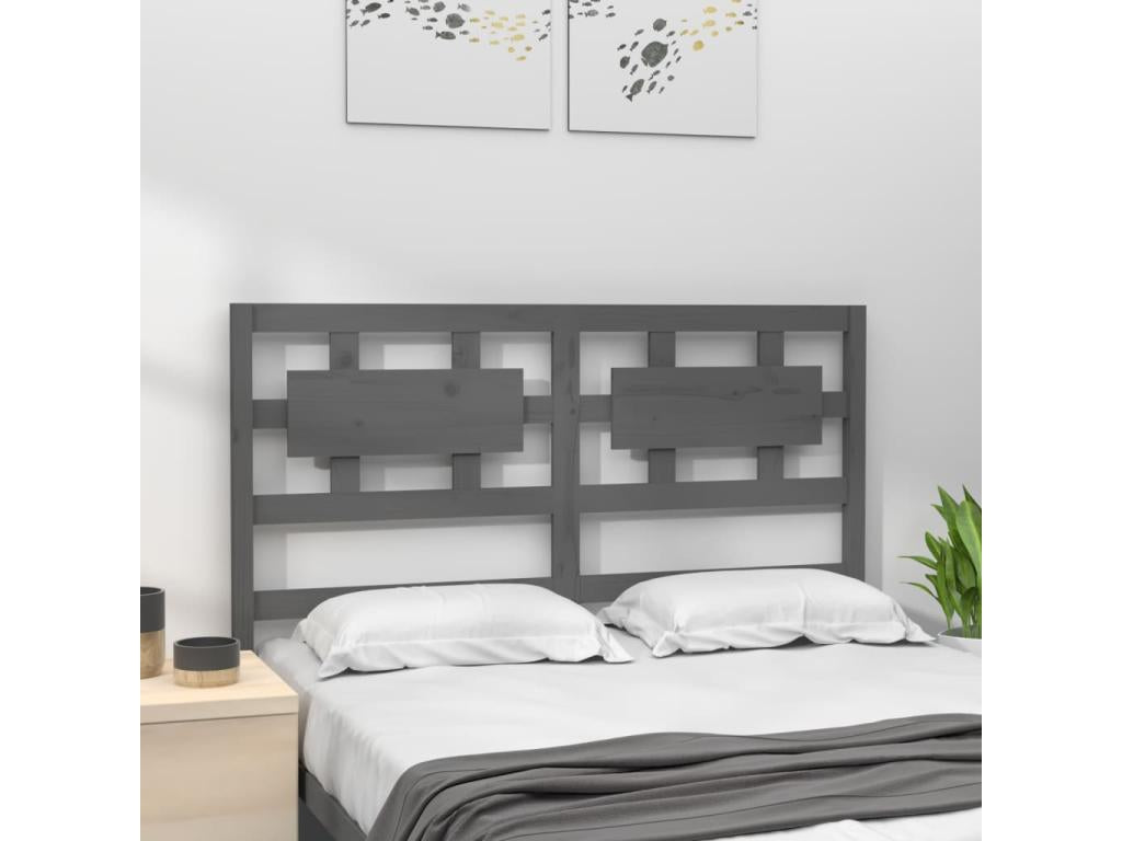 Grey Headboard 145.5x4x100 cm Solid Pine Wood XFNX37329