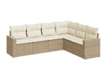 Garden furniture set with cushions, 6 pieces, beige woven resin, NQYL50758