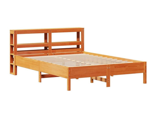 Bed frame without mattress, brown wax finish, 140x200cm, solid pine wood, VHMZ37177